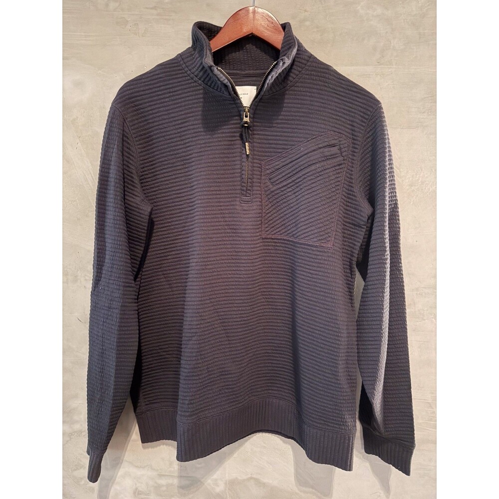 Billy Reid Men's Quilted Half Zip Dark Navy Size Medium Pullover Branded